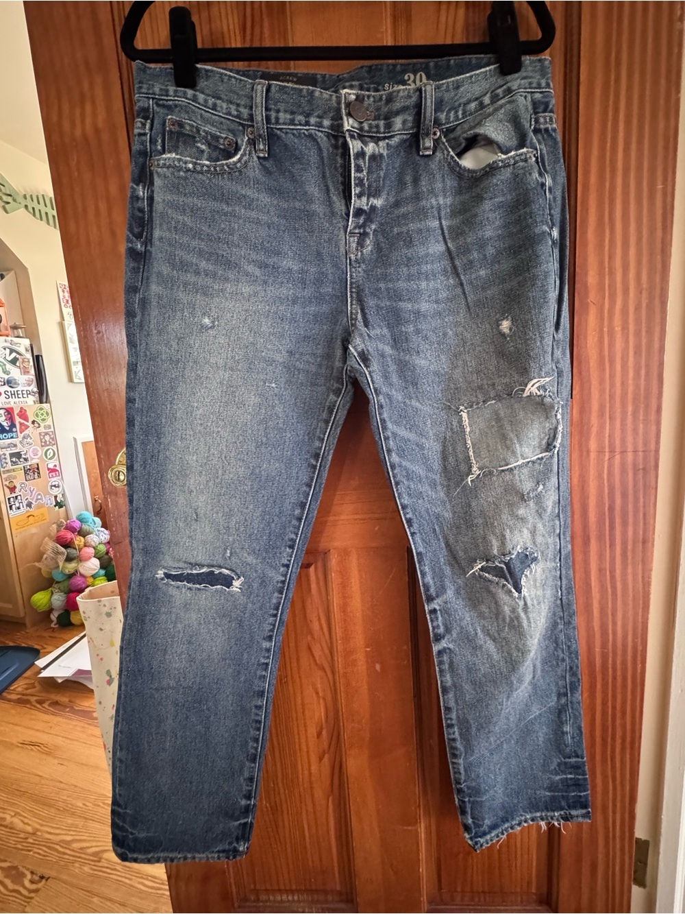 J. Crew Women’s Boyfriend distressed patchwork jeans